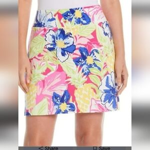 Floral Mini Skirt with Pink and Blue Flowers
